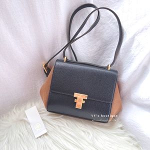 NWT Tory Burch Juliette Mixed Leather Mini Crossbody Shoulder Bag Black 84761